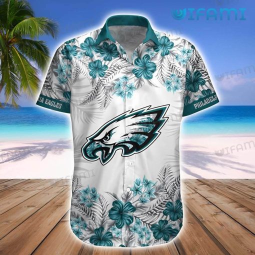 Eagles Hawaiian Shirt Green Hibiscus Palm Leaf Philadelphia Eagles Gift