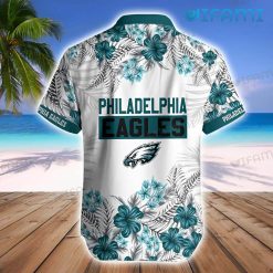 Eagles Hawaiian Shirt Green Hibiscus Palm Leaf Philadelphia Eagles Present Back