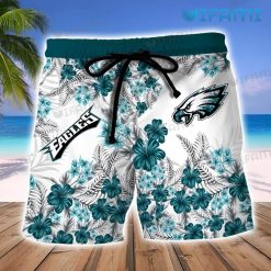 Eagles Hawaiian Shirt Green Hibiscus Palm Leaf Philadelphia Eagles Short