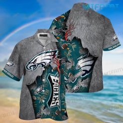 Eagles Hawaiian Shirt Flower Palm Leaf Logo Pattern Philadelphia Eagles  Gift - Personalized Gifts: Family, Sports, Occasions, Trending