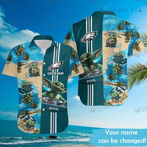 Eagles Hawaiian Shirt Lovely Baby Yoda Beach Custom Philadelphia Eagles Gift