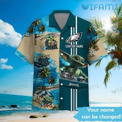 Eagles Hawaiian Shirt Lovely Baby Yoda Beach Custom Philadelphia Eagles Present Front