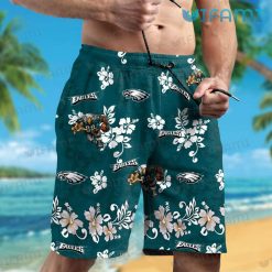 Eagles Hawaiian Shirt Mascot Hibiscus Pattern Unique Philadelphia Eagles Short