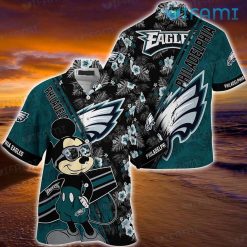 Eagles Hawaiian Shirt Mickey Surfboard Flower Palm Leaves Philadelphia Eagles Gift