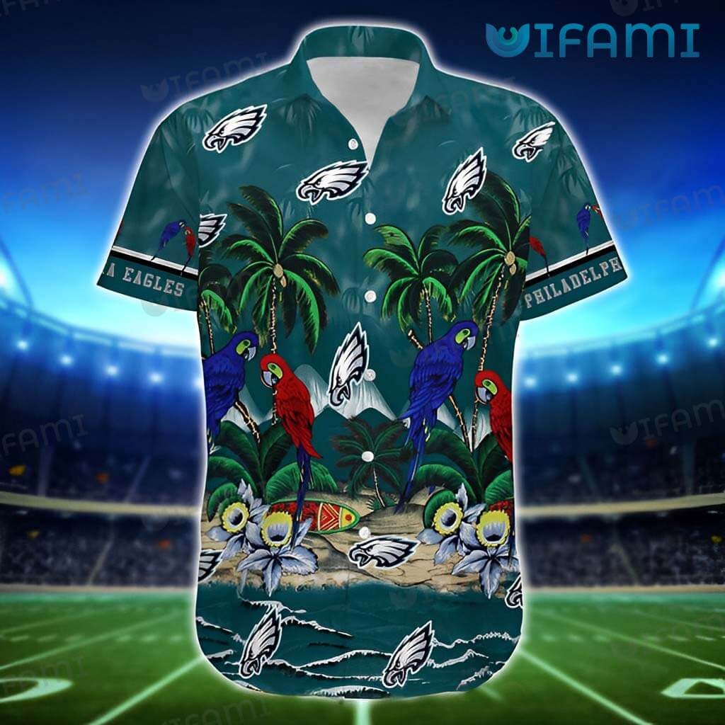 Philadelphia Eagles Hawaiian Shirt Parrots Tropical Plants Philadelphia  Eagles Gift - Personalized Gifts: Family, Sports, Occasions, Trending