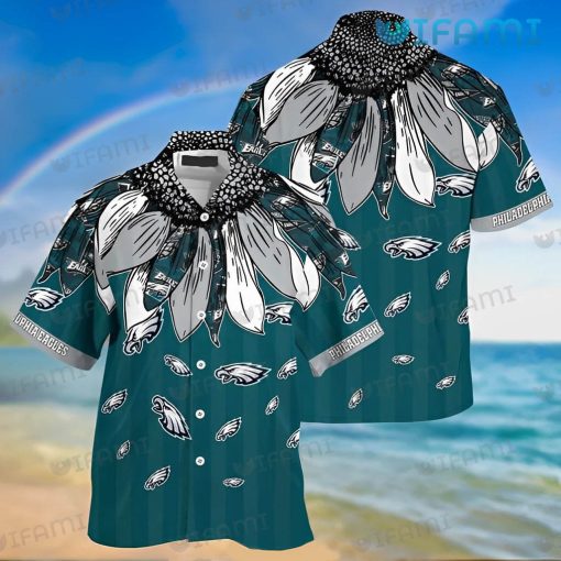 Eagles Hawaiian Shirt Sunflower Logo Pattern Philadelphia Eagles Gift