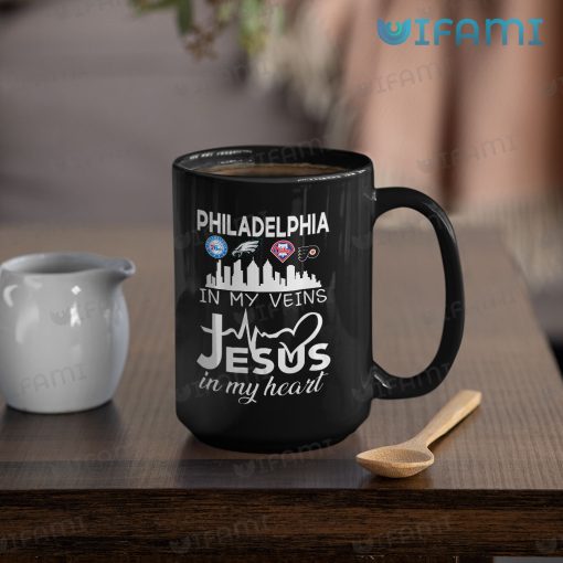 Eagles Mug In My Veins Jesus In My Heart Phillies Flyers 76ers Philadelphia Eagles Gift