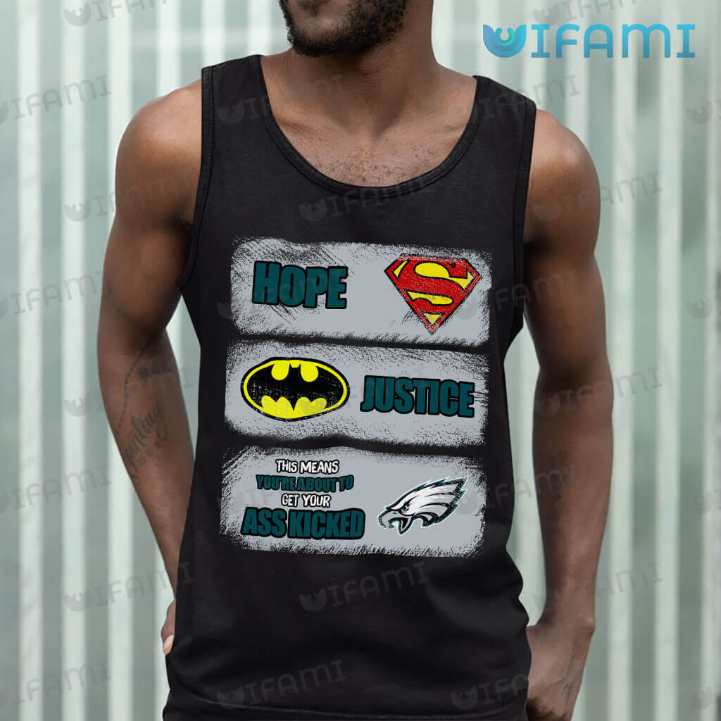 Superman Batman Philadelphia Eagles mean kick your ass shirt