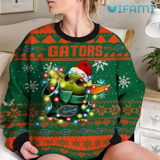Florida Gators Christmas Sweater Baby Yoda Lights Gators Gift