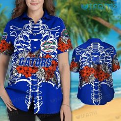 Florida Gators Hawaiian Shirt Skeleton Hibiscus Palm Leaf Gators Beach