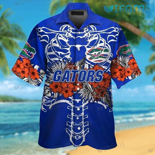 Florida Gators Hawaiian Shirt Skeleton Hibiscus Palm Leaf Gators Gift