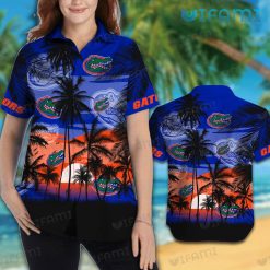 Florida Gators Hawaiian Shirt Sunset Coconut Tree Gators Present