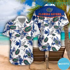 Gators Hawaiian Shirt Tropical Leaves Pattern Logo Florida Gators Gift