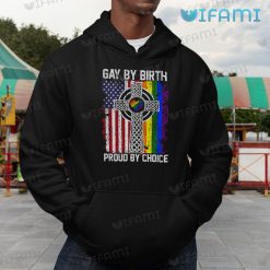Gay Shirt Christian Cross USA Flag Gay By Birth Proud By Choice Gay Hoodie