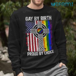 Gay Shirt Christian Cross USA Flag Gay By Birth Proud By Choice Gay Sweashirt