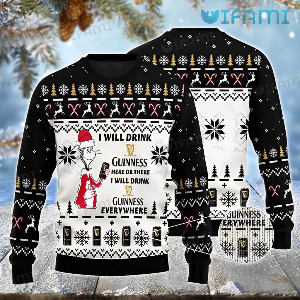 Guinness Christmas Sweater Drink Everywhere Cat In The Hat Guinness Beer Gift