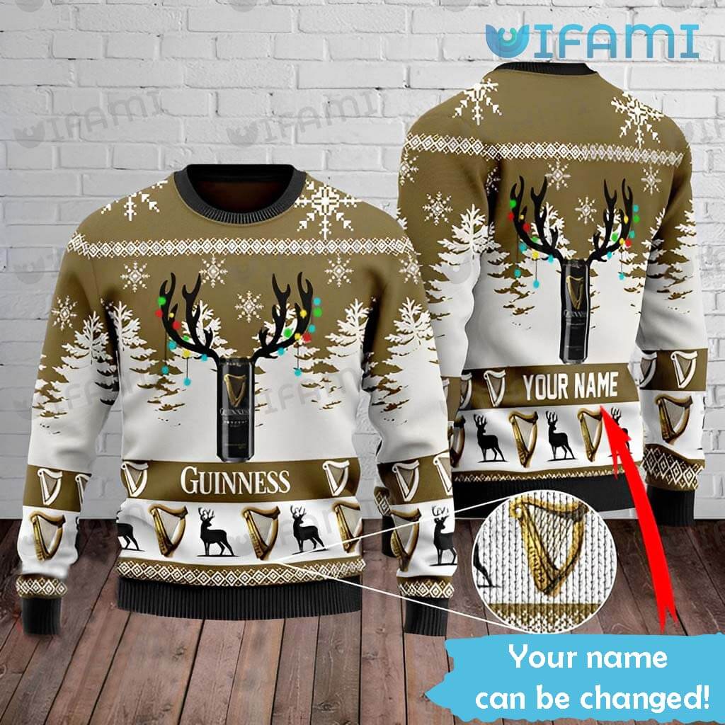 Guinness Ugly Sweater with Reindeer Horns