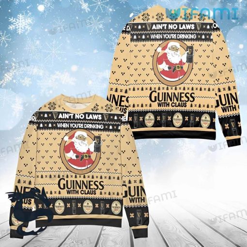 Guinness Christmas Sweater Santa Claus Ain’t No Laws Guinness Beer Gift