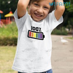 LGBT Shirt 100 Fully Charged Battery Rainbow LGBT Kid Shirt