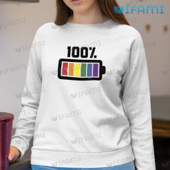 LGBT Shirt 100 Fully Charged Battery Rainbow LGBT Sweashirt