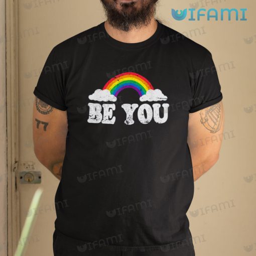 LGBT Shirt Be You Rainbow Grunge Pattern LGBT Gift