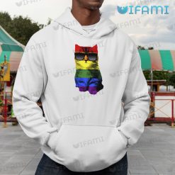 LGBT Shirt Cat In Sunglasses Rainbow LGBT Hoodie