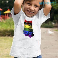 LGBT Shirt Cat In Sunglasses Rainbow LGBT Kid Shirt