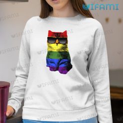 LGBT Shirt Cat In Sunglasses Rainbow LGBT Sweashirt