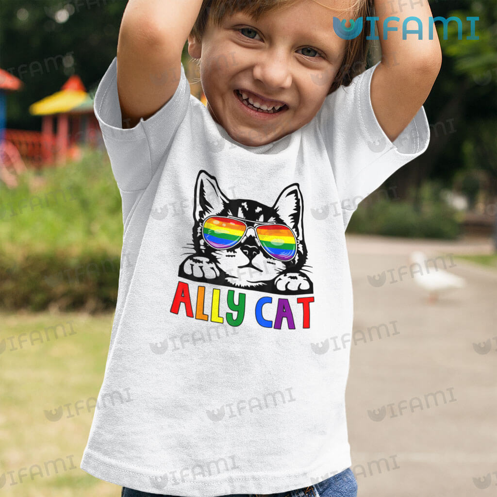 LGBT Shirt Cute Ally Cat Sunglasses LGBT Gift
