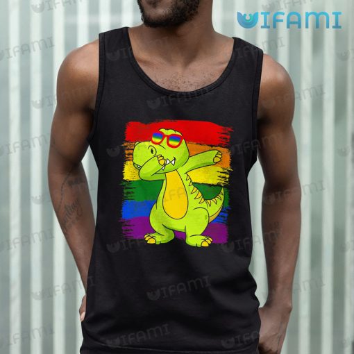 LGBT Shirt Dinosaur Dabbing Rainbow Flag LGBT Gift