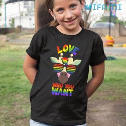 LGBT Shirt Love Who You Want Giraffe Wearing Sunglasses LGBT Kid Shirt