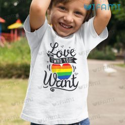 LGBT Shirt Love Who You Want Heart LGBT Kid Shirt