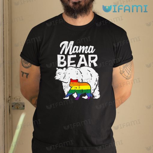 LGBT Shirt Mama Bear With Rainbow Cubs LGBT Gift