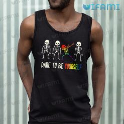 LGBT Shirt Skeleton Dabbing Dare To Be Yourself LGBT Tank Top