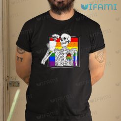 LGBT Shirt Skeleton Drinking Coffee LGBT Gift