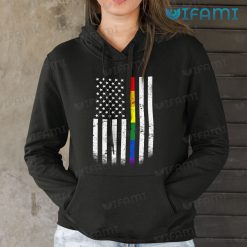 LGBT Shirt Thin Rainbow Line American Flag LGBT Gift