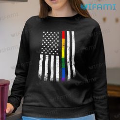 LGBT Shirt Thin Rainbow Line American Flag LGBT Sweashirt