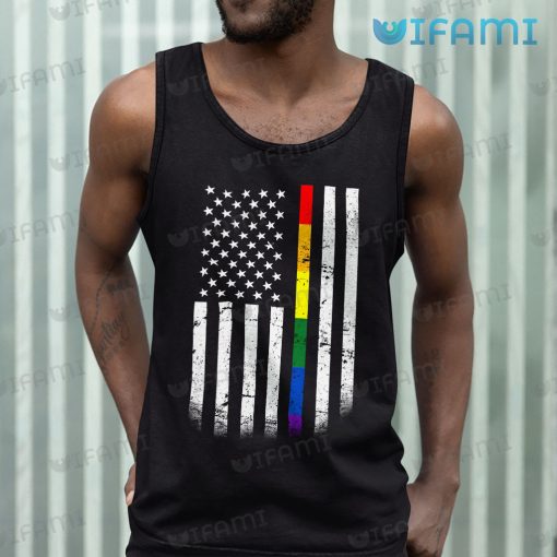 LGBT Shirt Thin Rainbow Line American Flag LGBT Gift