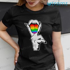 LGBT Shirt Tongue Lips Peace Hand LGBT Gift