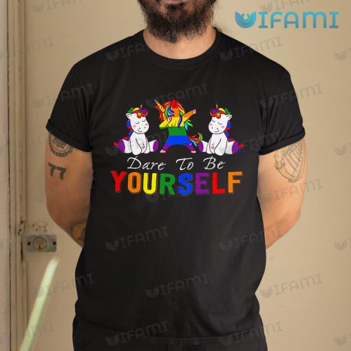 LGBT Shirt Unicorn Dabbing Dare To Be Yourself LGBT Gift