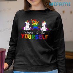 LGBT Shirt Unicorn Dabbing Dare To Be Yourself LGBT Gift 4