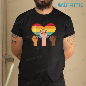 LGBT Shirt United Fist Rainbow Heart LGBT Gift