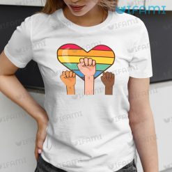 LGBT Shirt United Fist Rainbow Heart LGBT Present