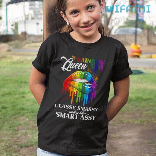 LGBTQ Tshirt Melting Lips Rainbow Queen Classy Massy Smart Assy LGBTQ Gift