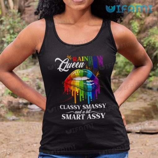 LGBTQ Tshirt Melting Lips Rainbow Queen Classy Massy Smart Assy LGBTQ Gift