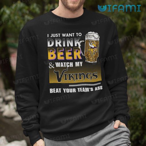 Minnesota Vikings Shirt Drinking Beer Watch My Vikings Gift
