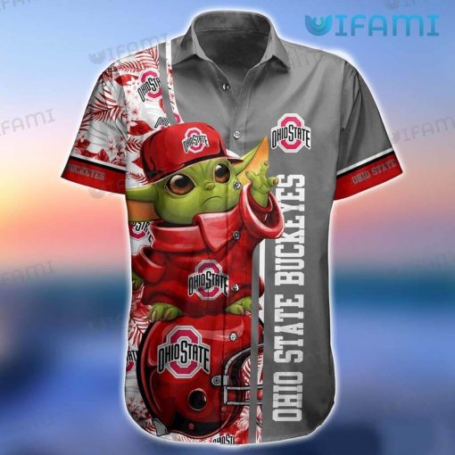 OSU Hawaiian Shirt Baby Yoda Football Helmet Ohio State Buckeyes Gift