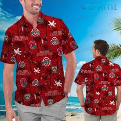 OSU Hawaiian Shirt Football Player Logo History Ohio State Buckeyes Present Beach