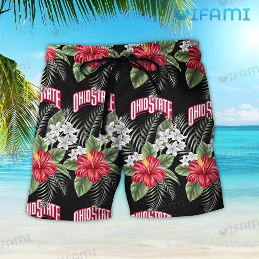 OSU Hawaiian Shirt Hibiscus Plumeria Tropical Leaf Ohio State Buckeyes Gift