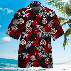 OSU Hawaiian Shirt Tropical Leaves Pattern Ohio State Buckeyes Gift
